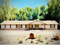 Charming single-story home featuring a well-maintained yard and inviting curb appeal with large trees at 19024 E Cloud Rd, Queen Creek, AZ 85142