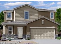 Charming two-story home showcasing stone accents and a neutral color palette at 5992 E Artemis Dr, Florence, AZ 85132
