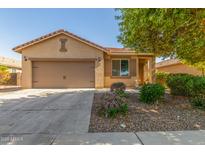 Charming single-story home featuring a neutral-toned exterior, a two-car garage, and low maintenance landscaping at 40027 W Pryor Ln, Maricopa, AZ 85138