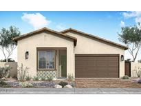Charming single-story home features a two-car garage, neutral stucco, and tiled roof at 2123 E Mill Rd, San Tan Valley, AZ 85140