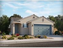 Charming single-story home featuring a two-car garage, desert landscaping, and tile roof at 323 S San Christo Ln, Casa Grande, AZ 85194