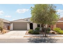Charming single-story home features a well-manicured front yard and two-car garage at 25727 N 161St Ave, Surprise, AZ 85387