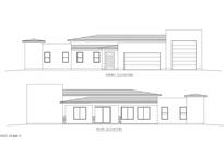 Modern home exterior elevation showcasing clean lines, contemporary design, and an attached garage at 25927 N 149Th Dr, Surprise, AZ 85387