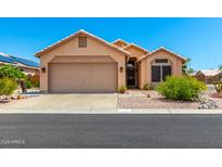 Charming single-story home with a desert landscape, tile roof, and a two-car garage at 11631 W Lemon Ct, Surprise, AZ 85378