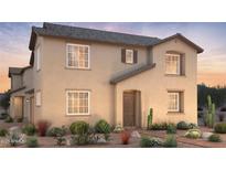 Inviting two-story home with neutral stucco, tile roof, multiple windows, and desert landscaping at 16438 W Whispering Wind Dr, Surprise, AZ 85387