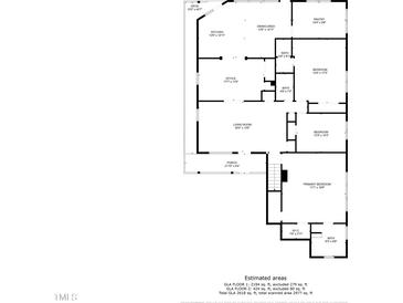 Detailed floor plan showcasing the layout of the home, including bedrooms, bathrooms, and living spaces at 802 N Franklin St, Wake Forest, NC 27587