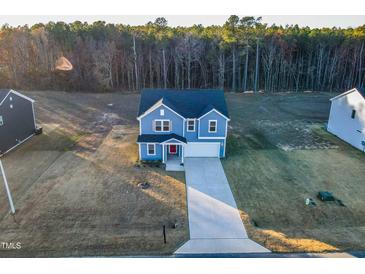 Charming two-story home features a well-manicured lawn, a concrete driveway, and attached garage at 316 Robert Howe Dr, Fuquay Varina, NC 27526