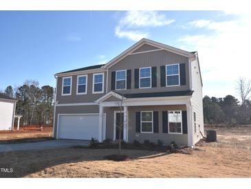 Two-story house with gray siding, white trim, and a two-car garage at 50 Calabria Ct, Franklinton, NC 27525