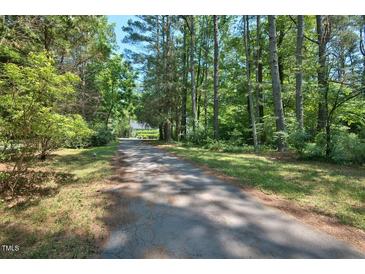 Long driveway leading to a charming house nestled in a wooded area at 340 Andrews Store Rd, Pittsboro, NC 27312