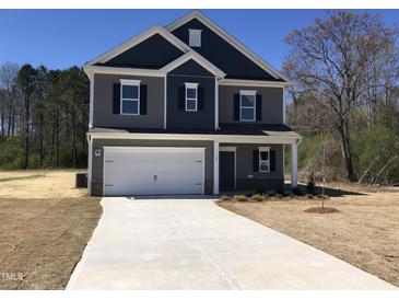 Charming two-story home with a two-car garage and a well-manicured front lawn on a sunny day at 163 Vili Dr, Broadway, NC 27505