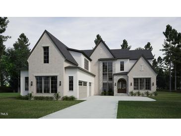Two-story house with gray roof, white siding, and a three-car garage at 4112 Rockingham Dr, Raleigh, NC 27609