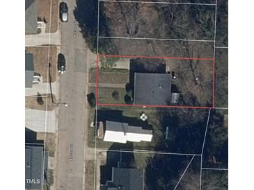 Aerial view showing house location and lot size at 511 Alston St, Raleigh, NC 27601