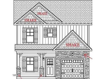 New construction two-story home with stone and shake accents and an attached front-entry garage at 4166 Darroch Rd, Lillington, NC 27546