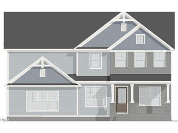 Charming two-story home featuring a mix of stone and siding, complemented by gabled roofs and traditional windows at 2038 Kelsey Ct, Hillsborough, NC 27278