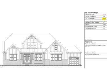 Two-story house with a gable roof, three-car garage, and front porch at 127 Preston Trce, Pittsboro, NC 27312