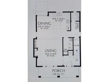 Layout featuring dining, living, and porch areas, showcasing space and design at 812 Kenmore Ave, Louisburg, NC 27549