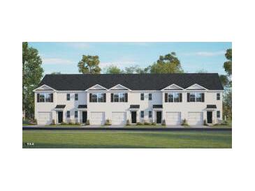 New townhomes boast traditional design, garage, black roof, and complementary trim details at 107 Holton St, Smithfield, NC 27577