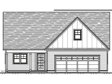 Charming house elevation showing the facade with garage, windows and door at 116 Boyce Ct, Sanford, NC 27332