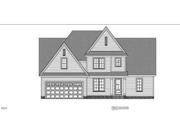 Illustration of a two-story home showcasing its front elevation and attached garage at 105 Viola Ln, Franklinton, NC 27525