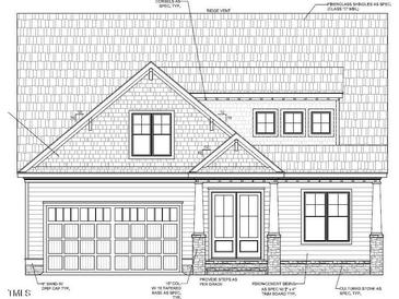 Detailed exterior elevation of a charming home showcasing architectural design and window placements at 104 Bearwallow Forest Way, Wendell, NC 27591