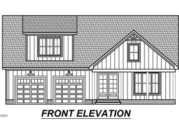 A blueprint of a charming home, complete with two-car garage and a classic gable roof at 2313 Eagle Shot Ct # 29, Fuquay Varina, NC 27526