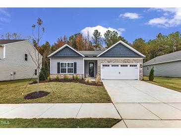 Charming single-Gathering home with a two-car garage and well-manicured lawn and Autumn foliage at 203 Jetson Creek Way, Youngsville, NC 27596
