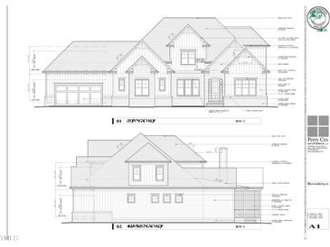 Front elevation of home showing roof detail and garage door design at 2210 Stephens Rd, Cary, NC 27518