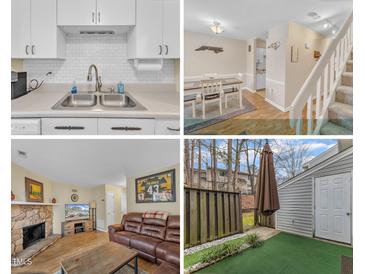 Interior collage of the kitchen, dining room, living room and backyard at 7305 Sandy Creek Dr, Raleigh, NC 27615