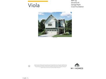 Two-story home with light green siding, white trim, and a two-car garage at 2492 Field Poppy Dr # 175, Apex, NC 27502