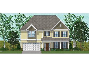 Charming two-story home featuring a combination of light siding and stone accents, complemented by a well-maintained front yard at 10 Bold Dr, Youngsville, NC 27596
