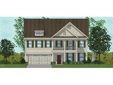 Charming two-story home featuring a covered porch, detailed windows, and manicured landscaping at 307 Augusta Pond Way # 167, Raleigh, NC 27603