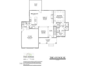 Detailed floor plan showing layout of kitchen, bedrooms, living spaces, and garage at 801 Emmett Ct, Spring Hope, NC 27882