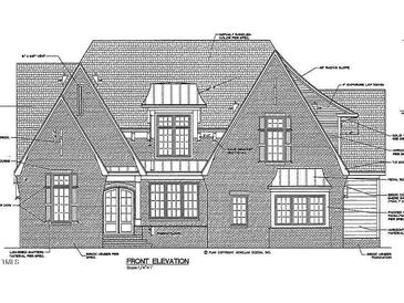 Detailed front elevation rendering showcasing the brick facade, roofline, and window placements of this two-story home design at 2824 Theresa Eileen Way, Raleigh, NC 27603