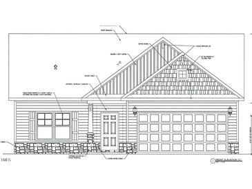 Front elevation showcasing stone water table, single-hung windows, board and batt siding, and shake siding at 620 Husketh Rd, Youngsville, NC 27596