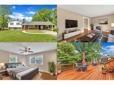 Charming two-story home with a brick front, mature trees, and a spacious front yard at 154 Luther Rd, Raleigh, NC 27610