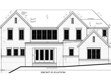 Blueprint of a home's front elevation featuring the design with windows, brick, and architectural elements at 1500 Ridge Rd, Raleigh, NC 27607