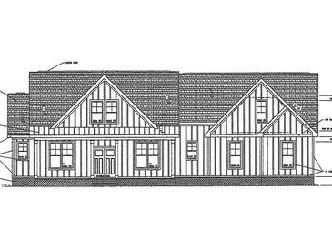 Rendering of a charming single-story home featuring board and batten siding, a shingled roof, and an inviting front entrance at 11112 Patina Ln, Wendell, NC 27591
