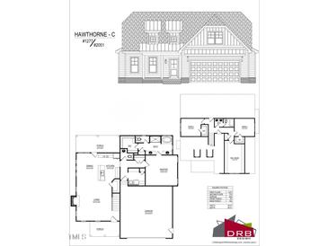 Detailed floor plan showcases a home layout with a spacious kitchen, living areas, and a two-car garage at 1301 Parkertown Rd, Four Oaks, NC 27524