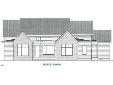 Front elevation of home with stone accents, horizontal siding, and multiple windows at 60 Park Meadow Ln, Youngsville, NC 27596