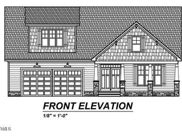 Front elevation view of house with garage, siding and covered porch at 3411 Amelia Grace Dr # 55, Fuquay Varina, NC 27526