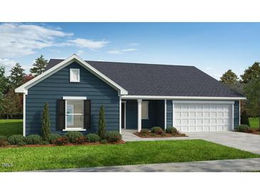 Charming single-story home with a welcoming porch, manicured lawn, and attached two-car garage at 49 Brodhead Dr, Fuquay Varina, NC 27526