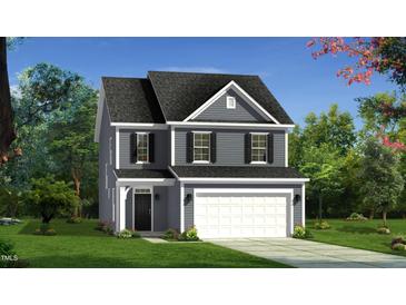 Charming two-story home with gray siding, black shutters, and an attached two-car garage at 2014 Cross Bones Blvd # 30, Durham, NC 27703