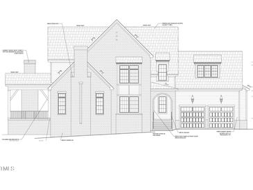 A detailed elevation showcasing the brick veneer and fiber-cement siding of this charming two-story home at 209 Old Mill Pl, Durham, NC 27705