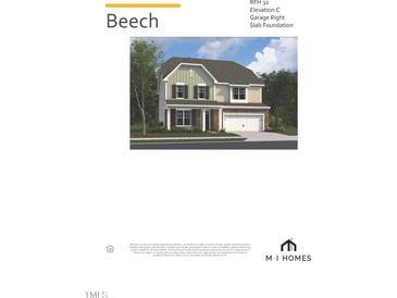 Two-story home with stone accents, neutral siding, a two-car garage, and shuttered windows at 2396 Picual Way # 32, New Hill, NC 27562