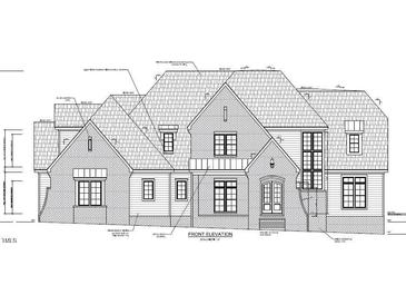 Detailed front elevation rendering showing brick veneer, shingle roofing, and window details at 63 Loggers, Pittsboro, NC 27312