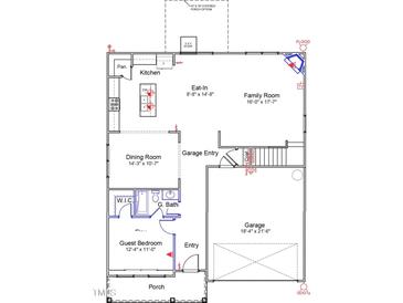 Open floor plan features a kitchen, dining room, Gathering room, and guest bedroom at 140 Cordoba Dr, Franklinton, NC 27525