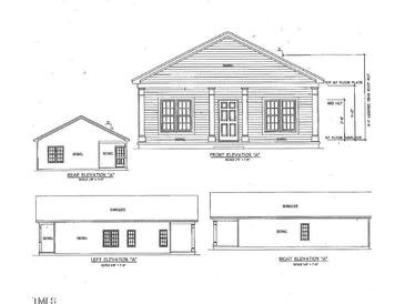 Architectural elevation showing the exterior design with siding and roof lines at 221 E Jackson St, Coats, NC 27521