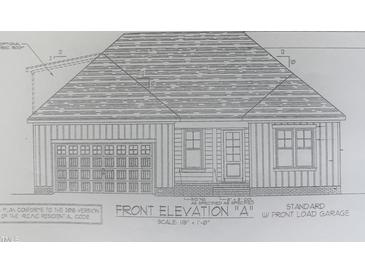 Charming one story house plan showcasing a standard two car garage and covered front porch at 5196 Cardinal Cir, Sanford, NC 27332