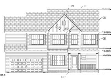 Detailed architectural rendering of a two-story home featuring classic design elements at 8500 Savage Rd, Spring Hope, NC 27882
