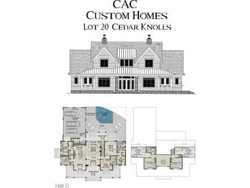 Detailed architectural rendering of a luxurious two-story home featuring a symmetrical facade and meticulous design elements at 3916 Cedar Knolls Drive Dr, Youngsville, NC 27596